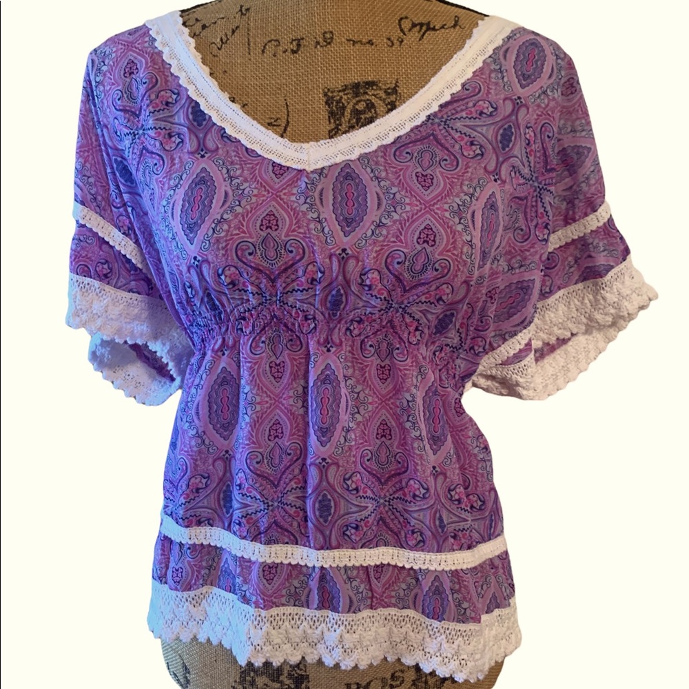 Womens purple, paisley, Bongo Top